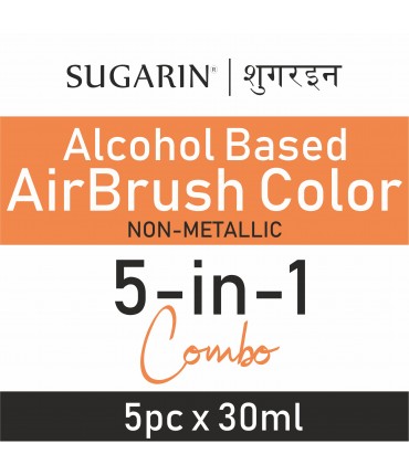 Sugarin Combo Air Brush Color Alcohol-Based Non Metallic, 30ml X 5 pcs.