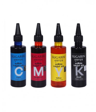 Sugarin Edible Inkjet Ink | Thermal Head | CMYK Set | 100ml x 4pc