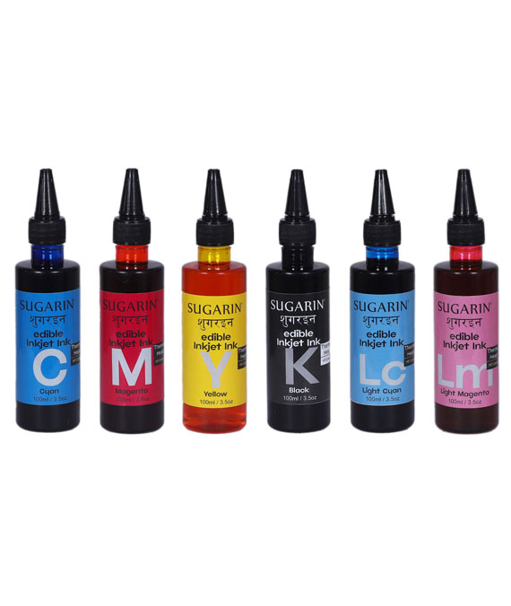 Sugarin Edible Inkjet Ink | Thermal Head | CMYKLcLm Set | 100ml x 6pc